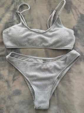 SHEIN White Textured Cheeky Bikini Set